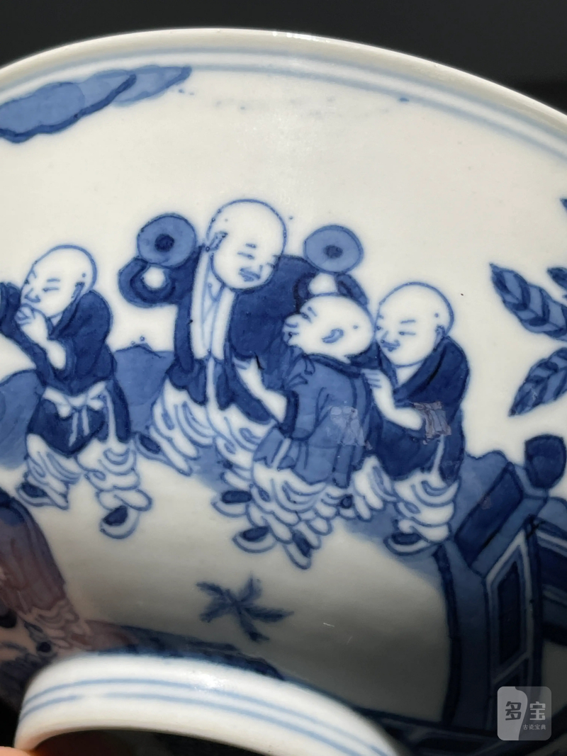 清道光 青花婴戏纹碗 - 图9